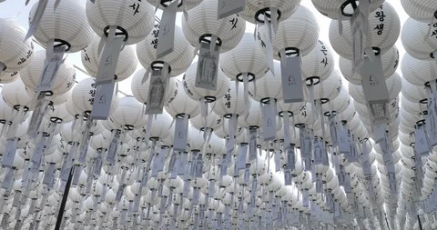 White paper lanterns Stock Footage 126919350