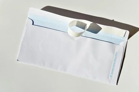 White paper mail open rectangle envelope on a white background Stock Photos