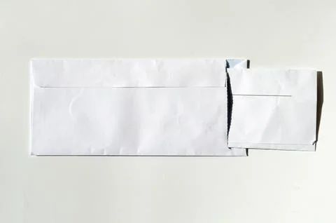 White paper mail open rectangle envelope on a white background Stock Photos