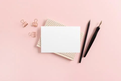 White paper mock up with notepad and stationery Stock Photos