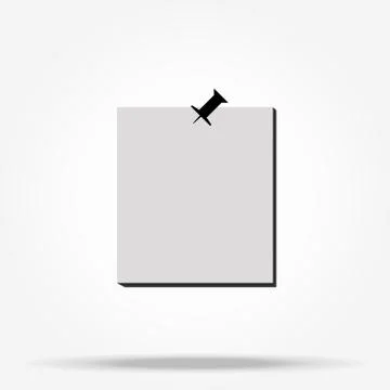 White paper note with pin black, vector illustration Illustrazione stock