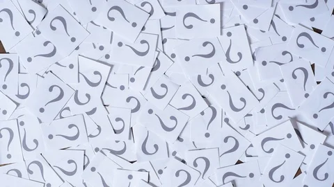 White paper note with QUESTION MARK dropping on question mark background Stock Footage 88468969