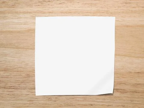 White paper note on texture of wood background closeup Illustrazione stock