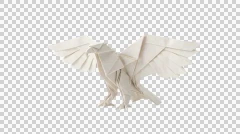 White paper origami eagle bird with wings spread Stock Illustration