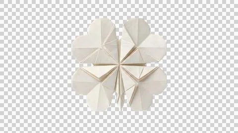 White paper origami four leaf clover symbol Stock Illustration