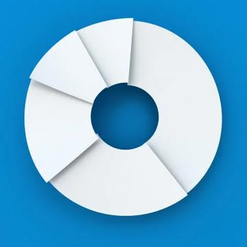 White paper pie chart, 3d render Stock Illustration