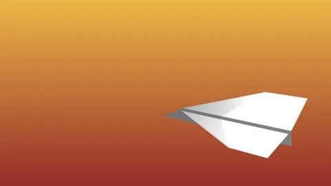 White paper plane Flying background 3D model animation Stock Illustration
