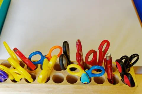 White paper sheet with box with scissors Stock Photos