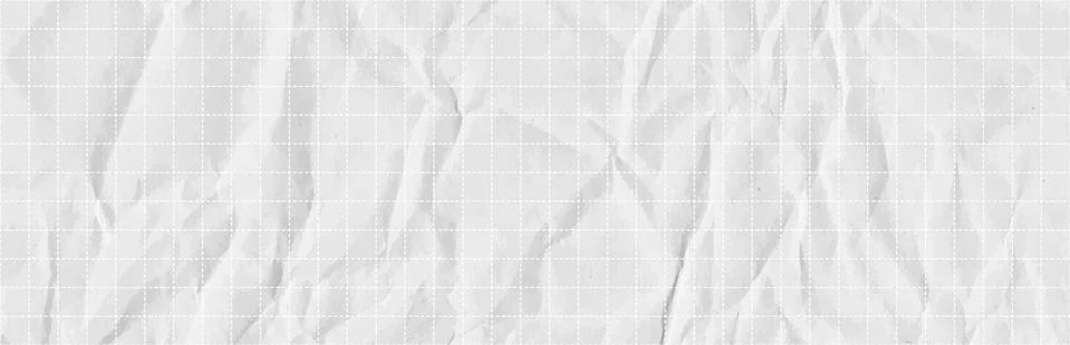 White paper sheet with dash grid wrinkle effect. Rough old note page checkered Stock Illustration