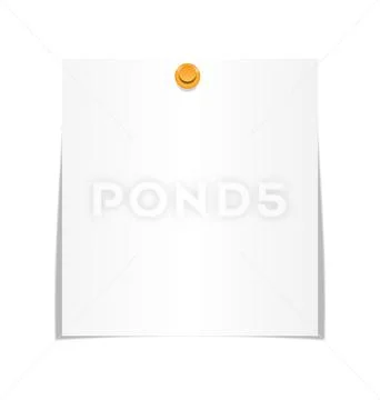 White paper sheet for memo with pin isolated on white Stock Illustration