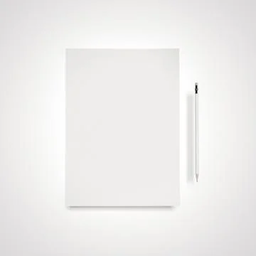 White paper sheet with pencil. 3d rendering Stock Illustration