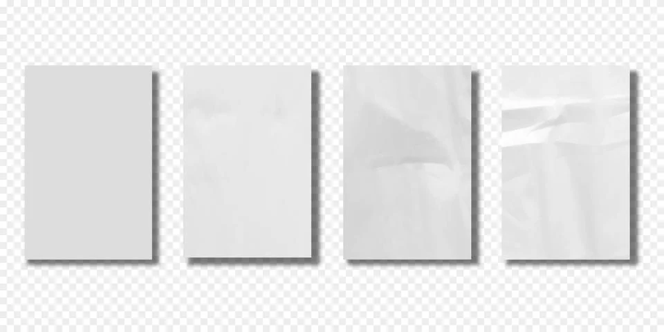 White paper sheet with wrinkle effect vector. Rough old note page with crease Stock Illustration
