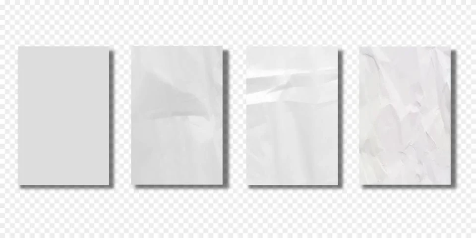 White paper sheet with wrinkle effect vector. Rough old note page with crease Stock Illustration