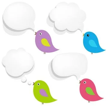 White paper speech bubble and birds Stock Illustration