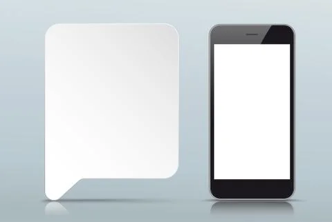 White Paper Speech Bubble Smartphone Gray Mirror Illustrazione stock