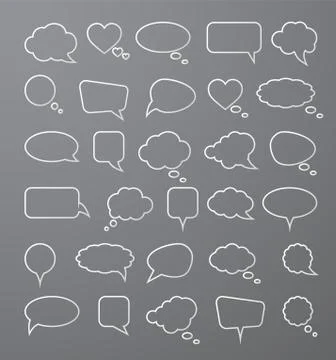 White paper speech bubbles on gray background. Vector illustration. Stock Illustration