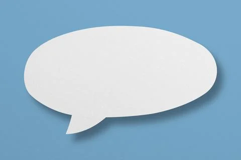 White paper with speech bubbles isolated on blue background communication b.. Stock Photos