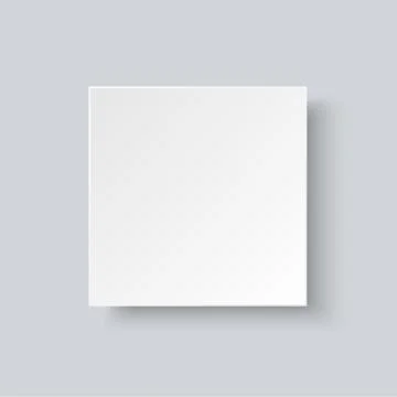 White paper square banner with drop shadow realistic vector illustration Stock Illustration