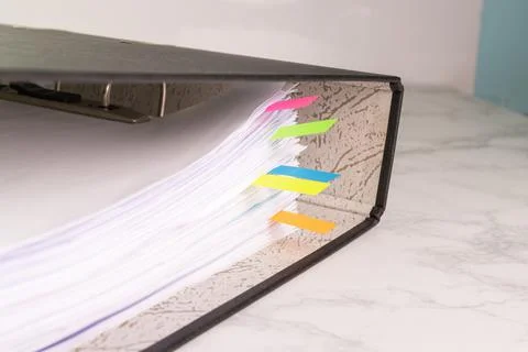 White paper stack in folder file for a business contract, income, expenses 스톡 사진