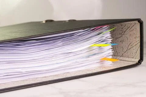 White paper stack in folder file for a business contract, income, expenses 스톡 사진