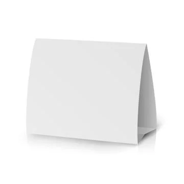 White Paper Stand Table Tag Flyer Vector. Modern 3d Empty Blank White Paper Illustrazione stock