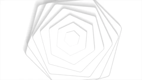 White paper twisted hexagons abstract futuristic tech pattern motion background Stock Footage 332264254