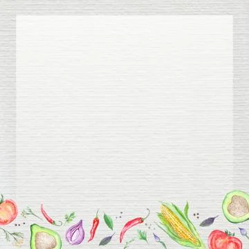 White Paper with Vegetable Border Illustrazione stock