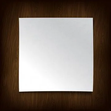 White paper on a wooden wall. vector illustration. Illustrazione stock