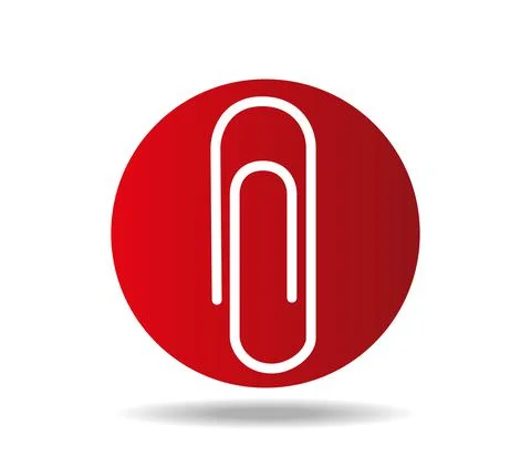 White paperclip on red circle Stock Illustration
