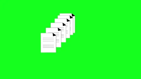 White papers stack neatly on green screen background Stock Footage 347666422