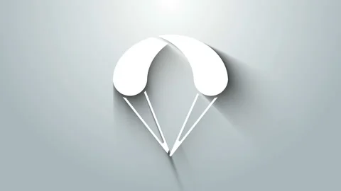 White Parachute icon isolated on grey background. Extreme sport. Sport equipment Stock Footage 145663585