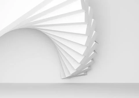 White parametric spiral installation of boxes 库存插图