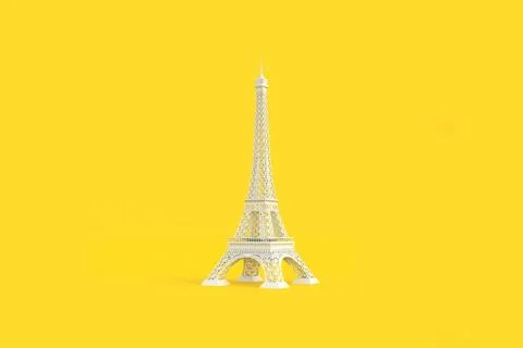White Paris Eiffel Tower on a yellow background with copy space Stock Illustration