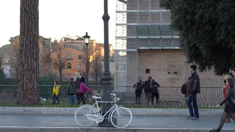 White parked bicycle Stock Footage 125769663