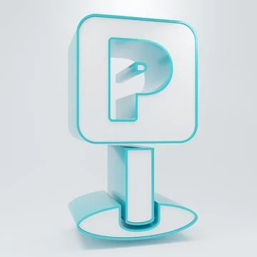 White Parking icon isolated on grey background. Street road sign. Minimalis.. Stock Illustration