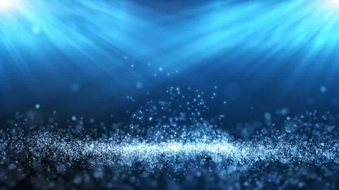 White particle on blue background. Small dust particle fly. Stock Footage 217442648