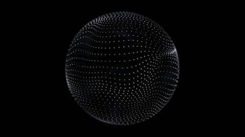 White Particle Sphere Loop. Black Background Isolated Orb. Glowing Dot Surf.. Video stock 332661699