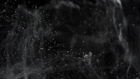 White particles and threads of ink with clouds ascending like in the universe Видео 107933162
