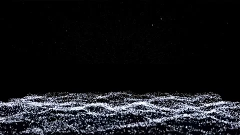 White particles falling on a black background, forming a landscape Stock Footage 303509113