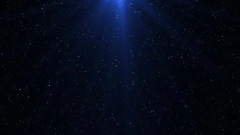 White particles flying in a circle in rays of blue light Stock Footage 291759680