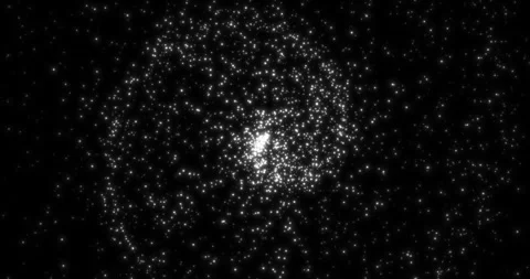 White particles flying out of a rotating point source on a black background Stock Footage 263317109
