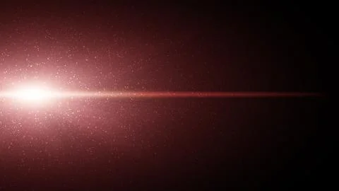 White particles illuminated by red light from side, lens flare Illustrazione stock