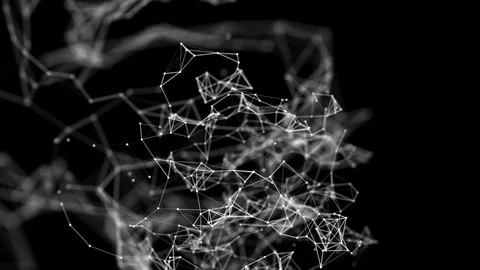 White particles move slowly against a black background. 3d rendering. computer g Stock Footage 83402173