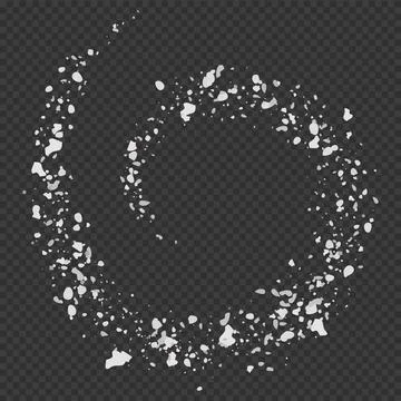 White particles of salt, flour, or sugar in a rounded spiral on an isolated Stock Illustration