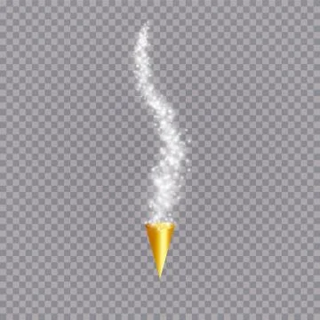 White party popper with exploding confetti particles isolated on transparent Illustrazione stock