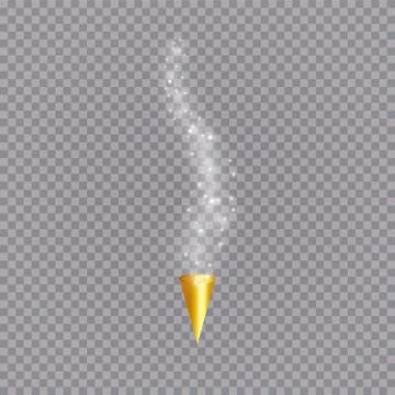 White party popper with exploding confetti particles isolated on transparent Stock Illustration