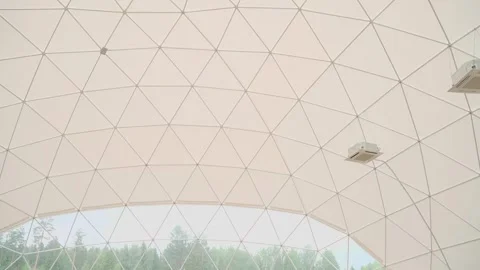White party tent ceiling, slow motion video Stock Footage 328299309