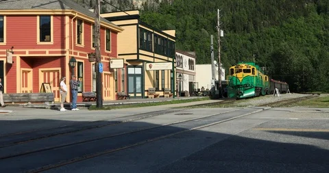 White Pass Train Stoping Stock Footage 94011062