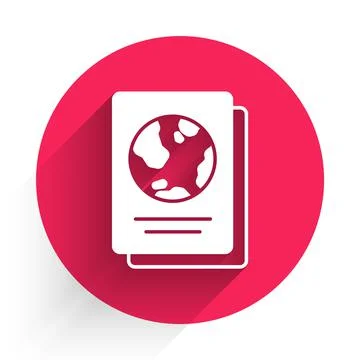 White Passport with biometric data icon isolated with long shadow 스톡 일러스트
