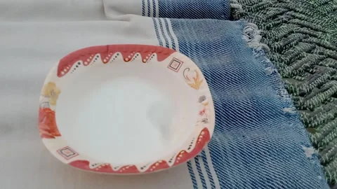 White Paste in Plastic Bowl Right Side View Видео 348046007